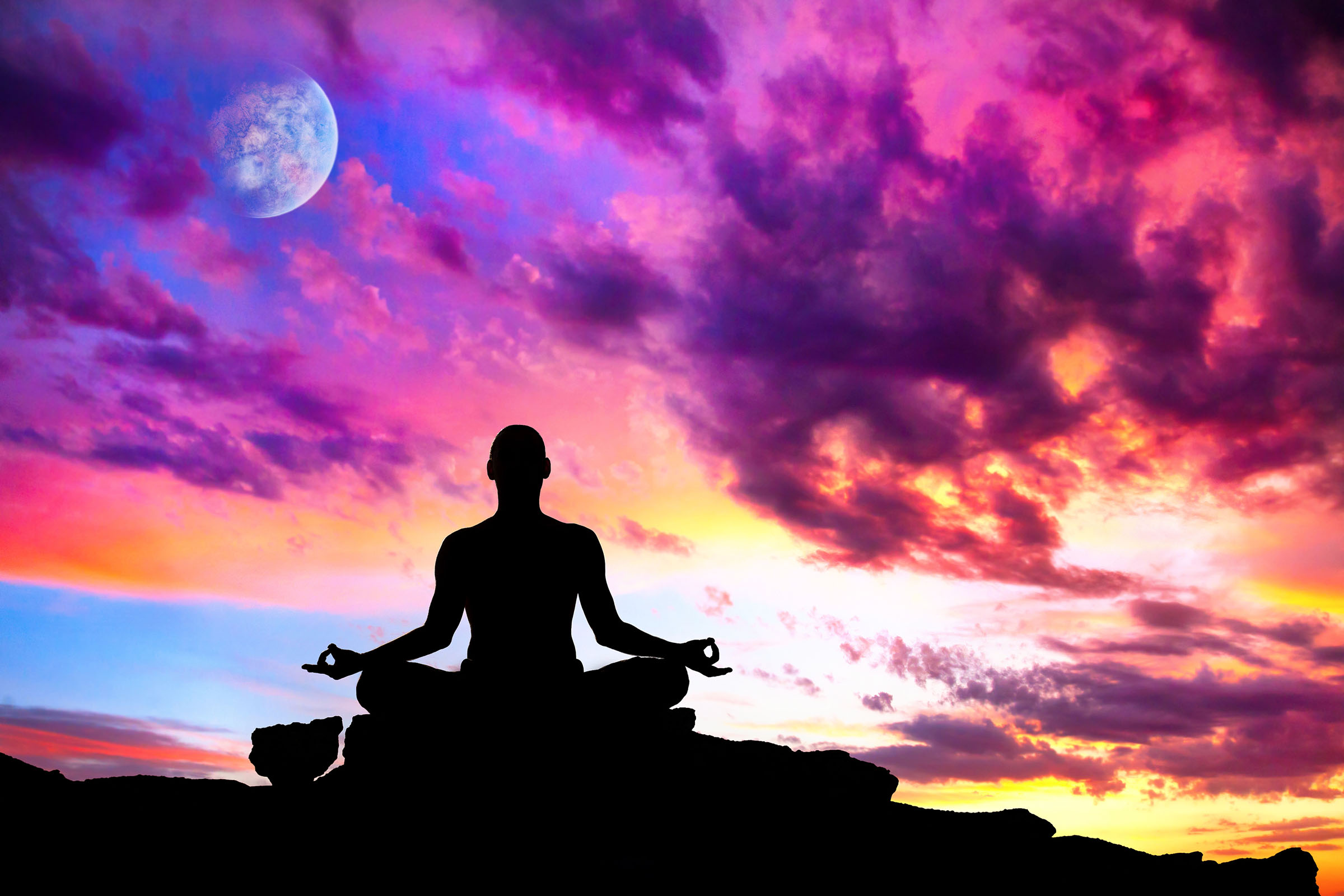 Yoga meditation silhouette pose